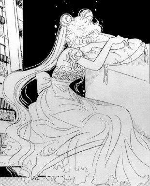 Black and white 
Princess Serenity crying
