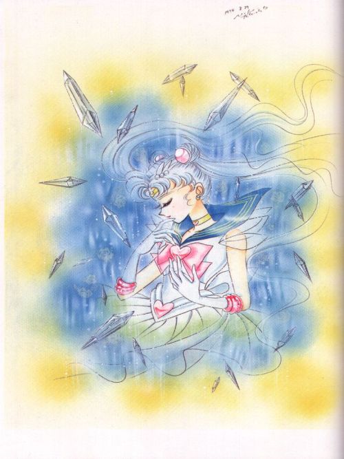 Super Sailormoon surrounded 
by crystal shards