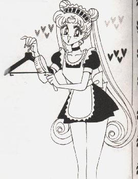 Black and white Usagi as a maid
