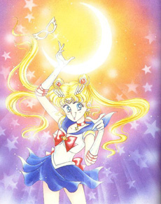 Sailormoon pointing and 
throwing her mask