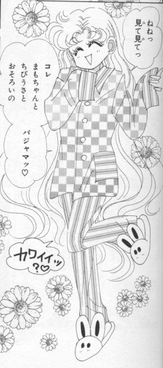 Black and white Usagi in her pajamas