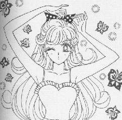 Black and white Minako getting ready